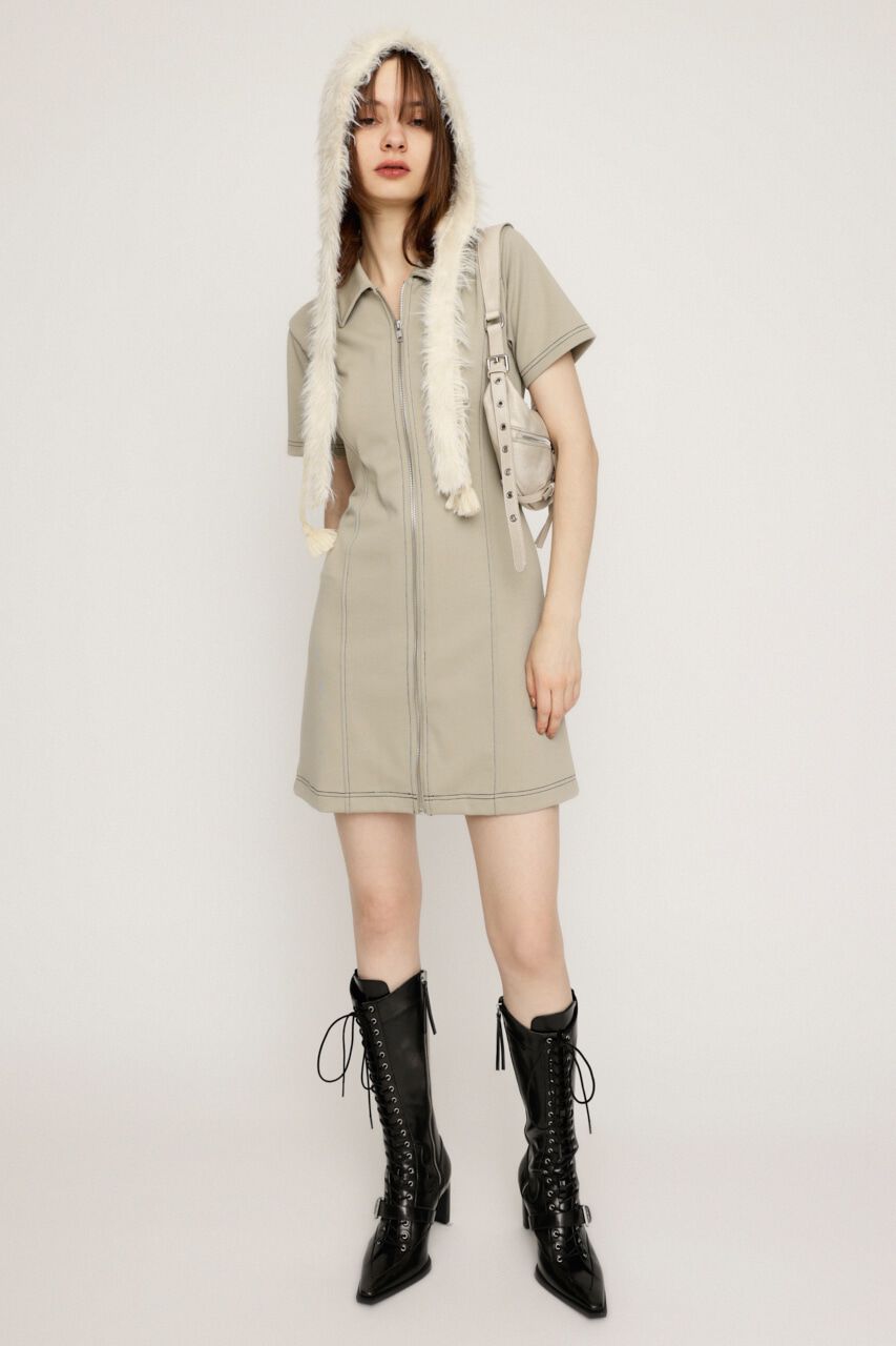 SLY「FRONT ZIP BACK OPEN ショートワンピース」|ワンピース|