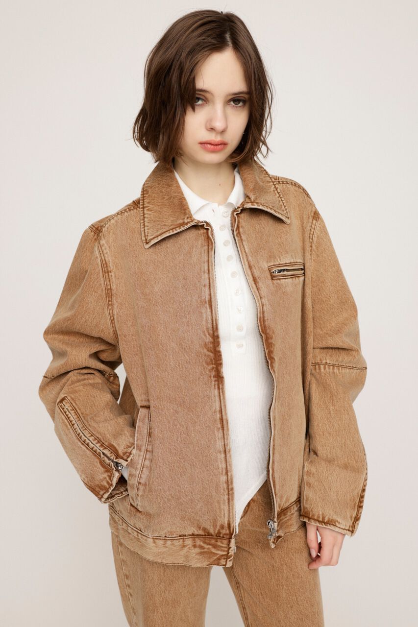 SLY「FRONT ZIP BOXY BZ-BE」|デニムジャケット|BEG