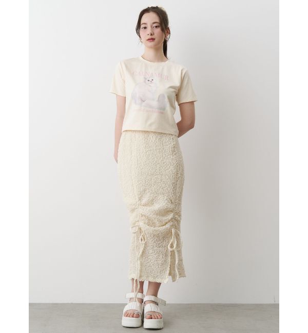 CALNAMUR「SHINY GATHER STRAIGHT SK/シャイニーギャザーストレートスカート」|スカート|