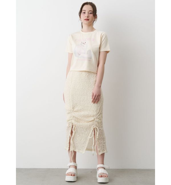 CALNAMUR「SHINY GATHER STRAIGHT SK/シャイニーギャザーストレートスカート」|スカート|
