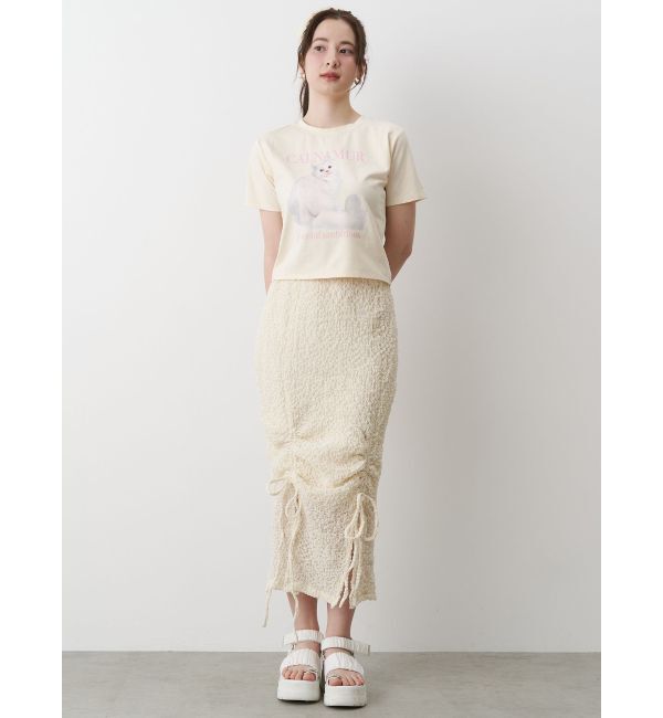 CALNAMUR「SHINY GATHER STRAIGHT SK/シャイニーギャザーストレートスカート」|スカート|