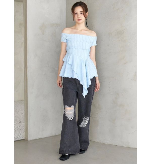 CALNAMUR「アシンメトリーヘムウェーブトップス」|Tシャツ・カットソー|
