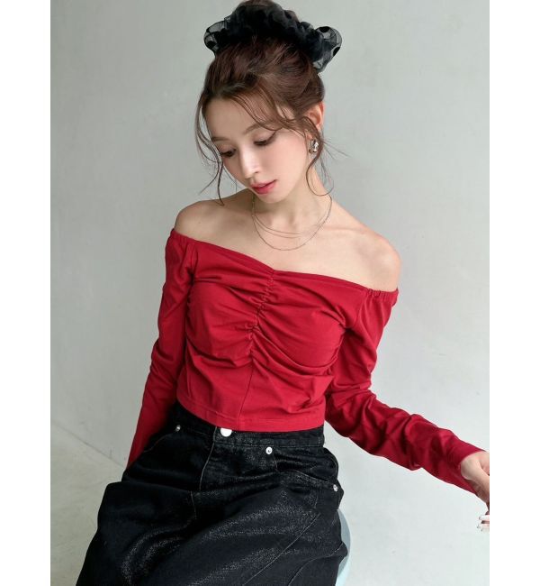 RESEXXY「デコルテギャザーカットトップス」|Tシャツ・カットソー|