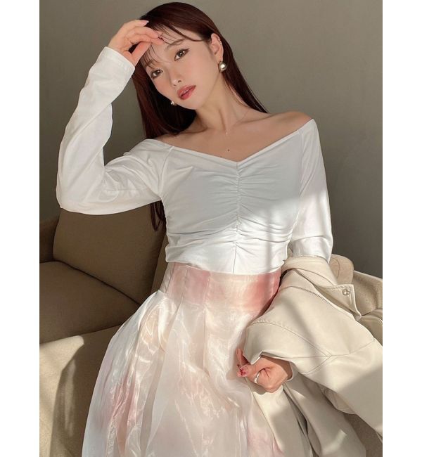 RESEXXY「デコルテギャザーカットトップス」|Tシャツ・カットソー|