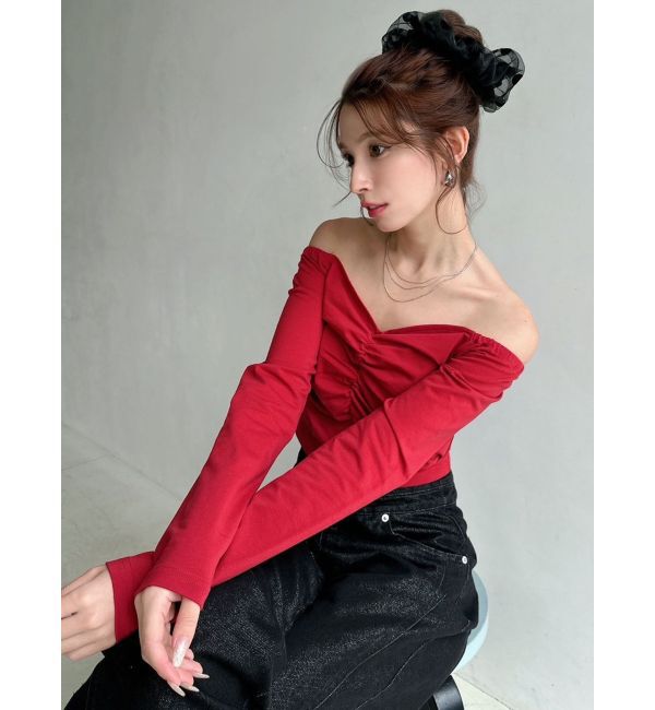 RESEXXY「デコルテギャザーカットトップス」|Tシャツ・カットソー|