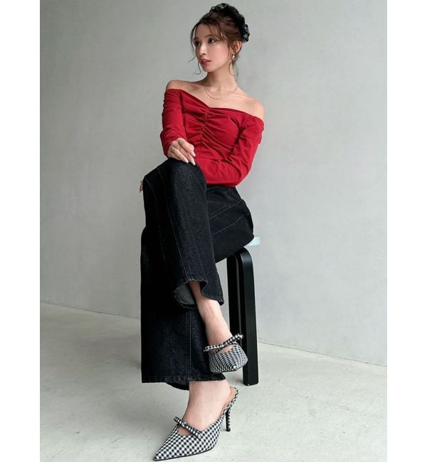 RESEXXY「デコルテギャザーカットトップス」|Tシャツ・カットソー|