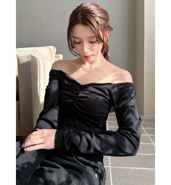 RESEXXY「デコルテギャザーカットトップス」|Tシャツ・カットソー|