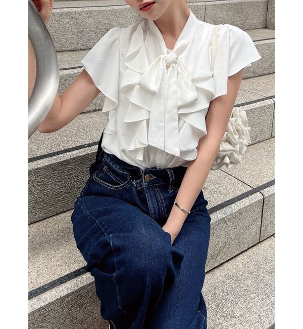 RESEXXY「ボウタイラッフルブラウス」|シャツ・ブラウス|ホワイト