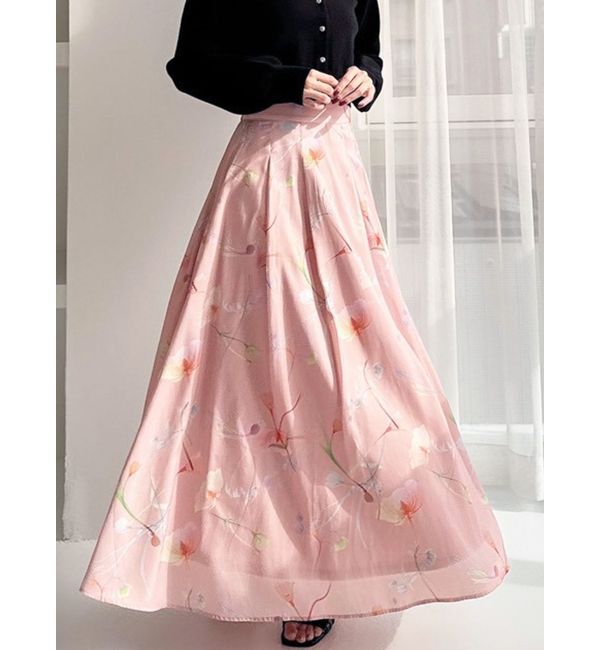 RESEXXY「【memorif.】フラワーロングフレアスカート」|スカート|オレンジ