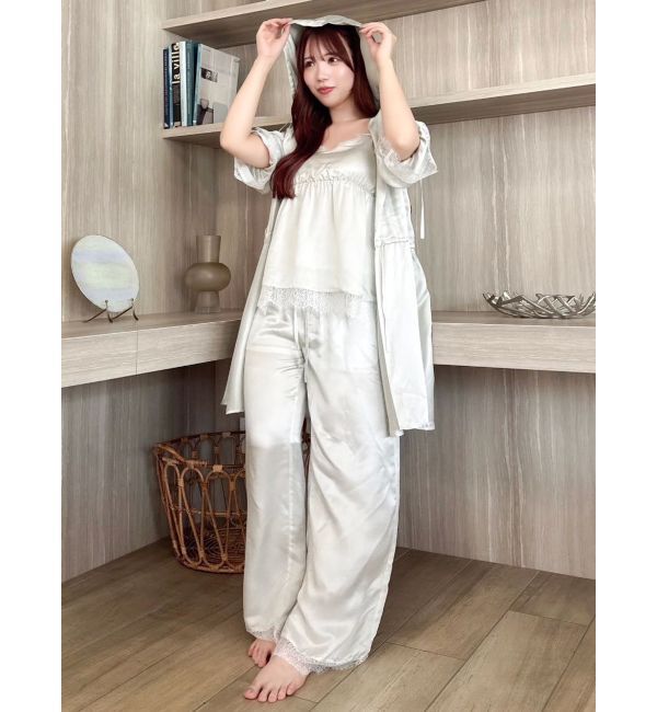 dazzlin「【吉田朱里】シルクランジェリーライクロングパンツ」|ルームウェア|