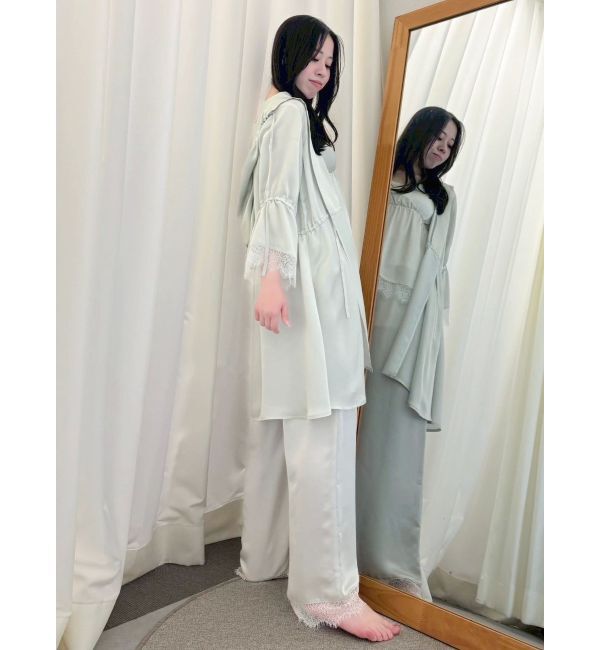 dazzlin「【吉田朱里】シルクランジェリーライクロングパンツ」|ルームウェア|