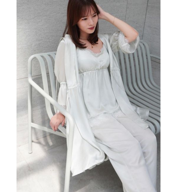 dazzlin「【吉田朱里】シルクランジェリーライクロングパンツ」|ルームウェア|