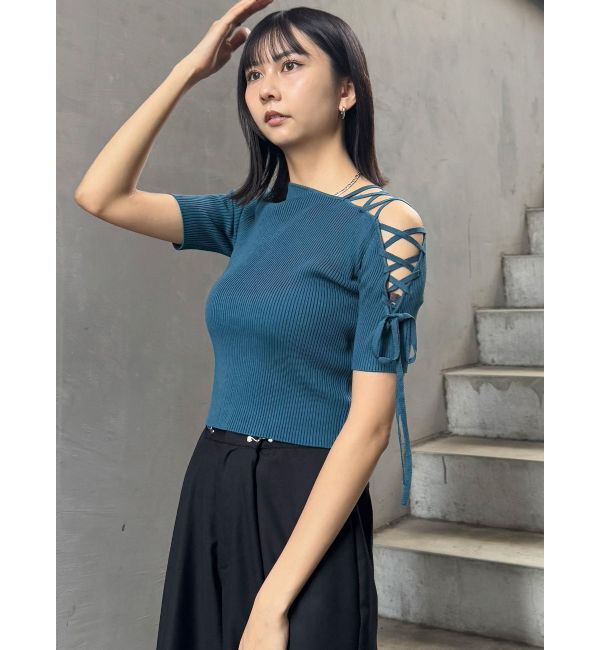 MURUA「レースアップハーフリブニット」|ニット・セーター|