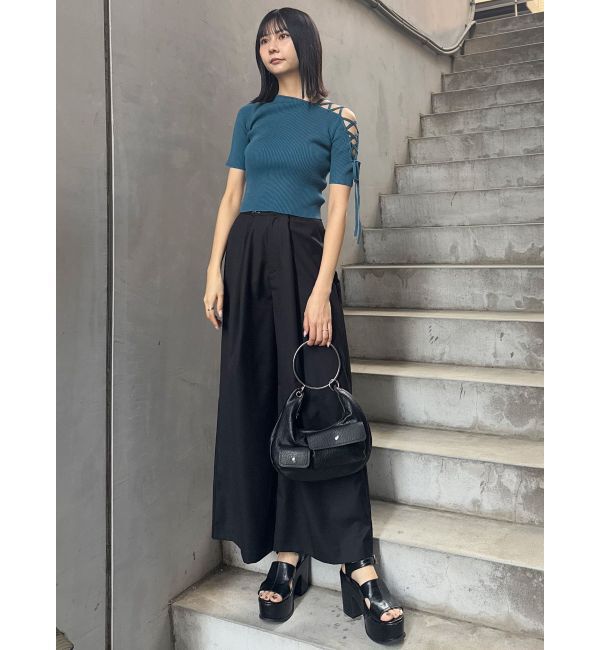 MURUA「レースアップハーフリブニット」|ニット・セーター|