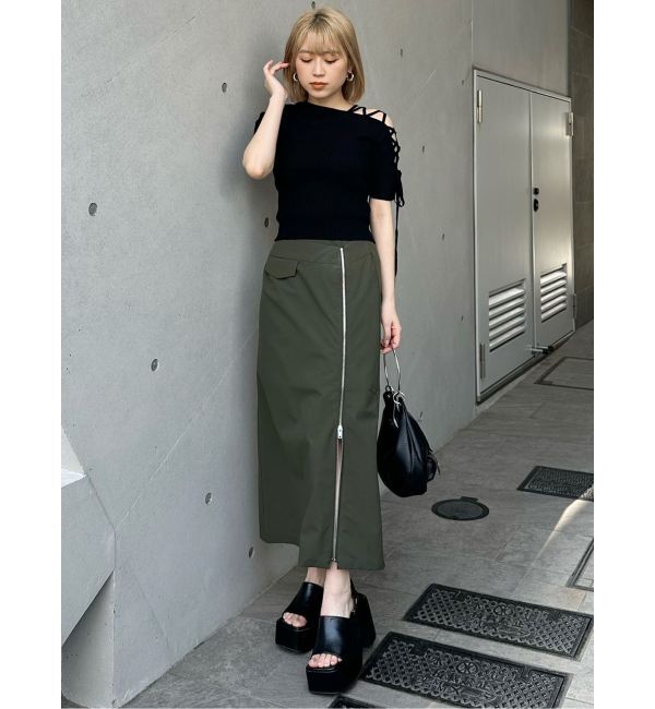 MURUA「レースアップハーフリブニット」|ニット・セーター|