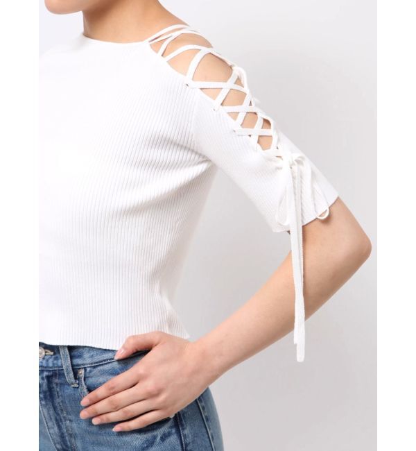 MURUA「レースアップハーフリブニット」|ニット・セーター|