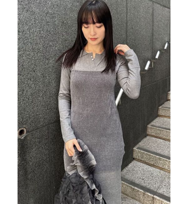 LAGUNAMOON「ベロアライクレイヤードニットワンピース」|ワンピース|