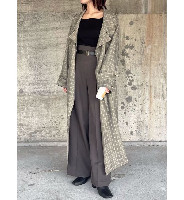 LAGUNAMOON「チェックオーバーコート」|チェスターコート|ベージュ