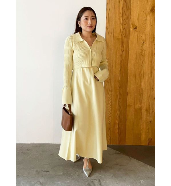 LAGUNAMOON「カラーカーデフォルムニットワンピース」|ワンピース|