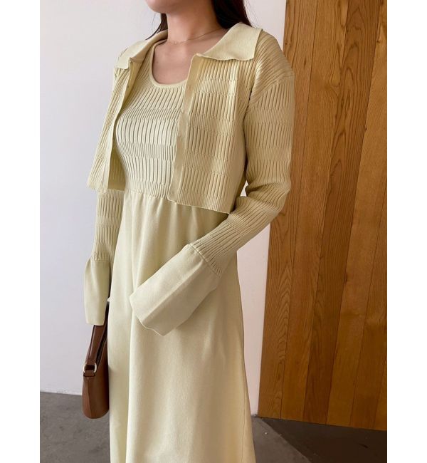 LAGUNAMOON「カラーカーデフォルムニットワンピース」|ワンピース|