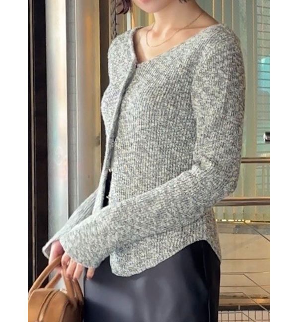 LAGUNAMOON「ボタンデザインニットカーデプルオーバー」|ニット・セーター|グレー