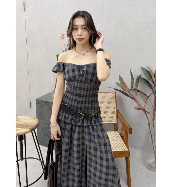 EVRIS「2WAYティアードチェックロングワンピース」|ワンピース|