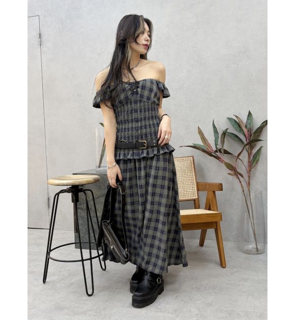 EVRIS「2WAYティアードチェックロングワンピース」|ワンピース|