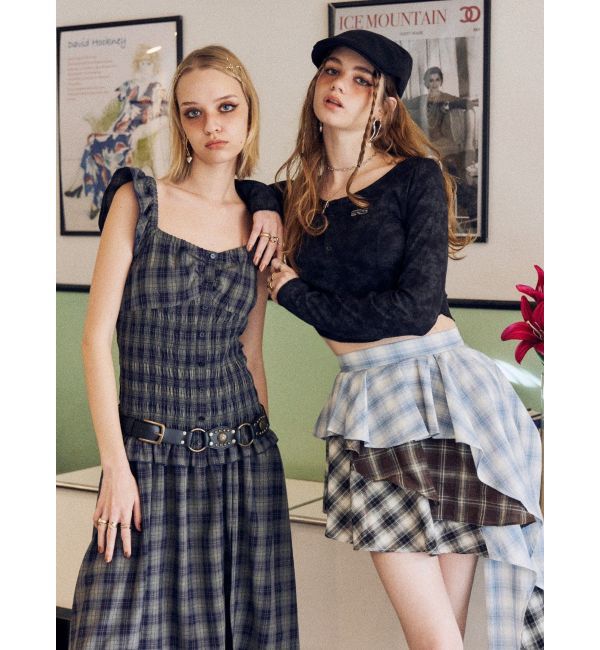 EVRIS「2WAYティアードチェックロングワンピース」|ワンピース|