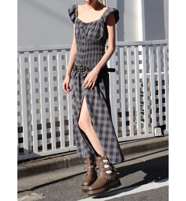 EVRIS「2WAYティアードチェックロングワンピース」|ワンピース|ミックス