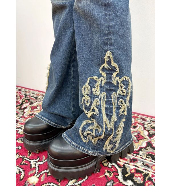 EVRIS「ウエスタンデザインフレアデニムパンツ」|デニム|