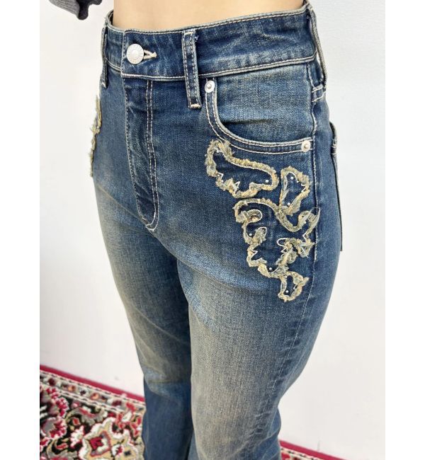 EVRIS「ウエスタンデザインフレアデニムパンツ」|デニム|