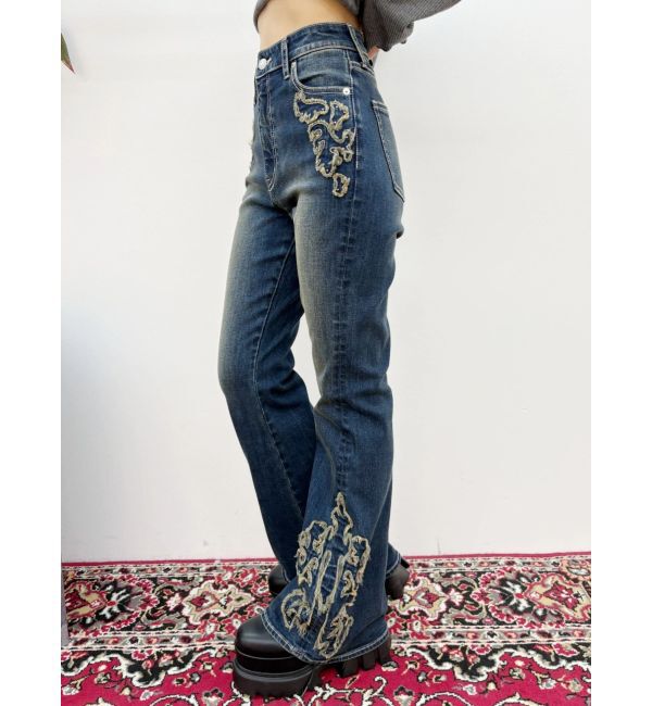 EVRIS「ウエスタンデザインフレアデニムパンツ」|デニム|