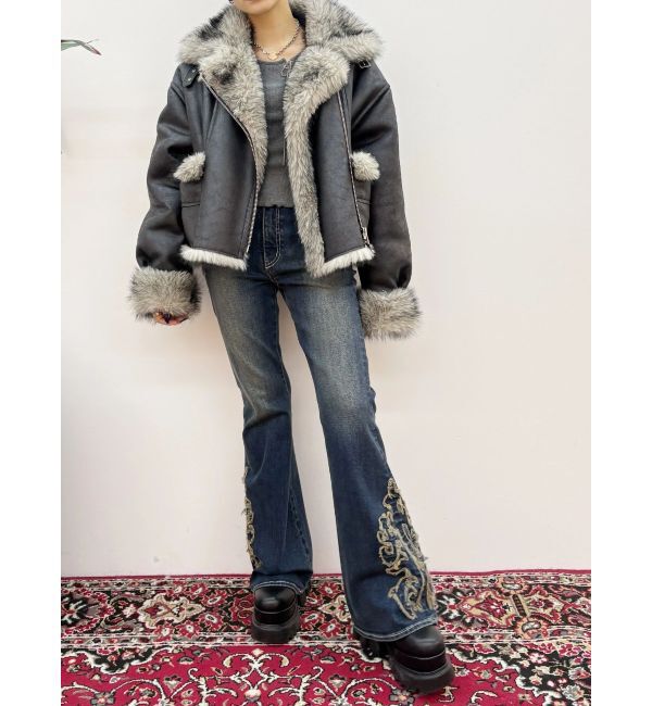 EVRIS「ウエスタンデザインフレアデニムパンツ」|デニム|