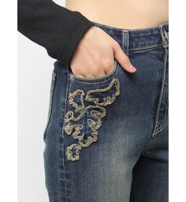 EVRIS「ウエスタンデザインフレアデニムパンツ」|デニム|