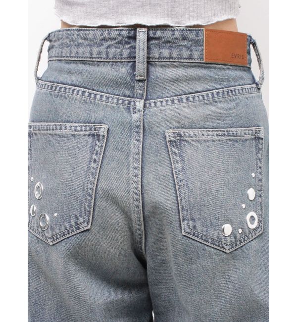 EVRIS「MIX MOTIF ワイドデニムパンツ」|デニム|