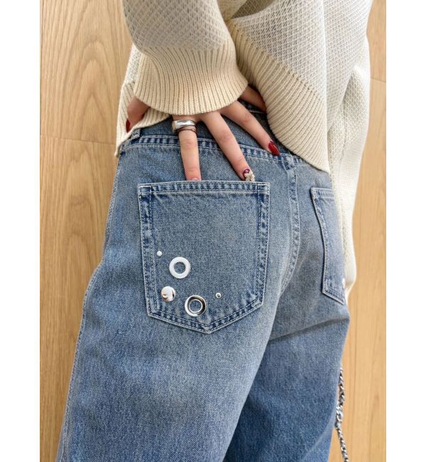 EVRIS「MIX MOTIF ワイドデニムパンツ」|デニム|