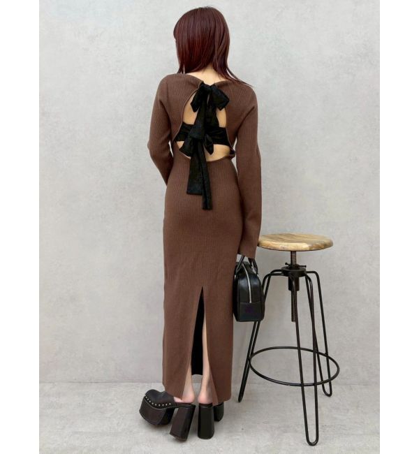 EVRIS「バックリボンロングニットワンピース」|ワンピース|