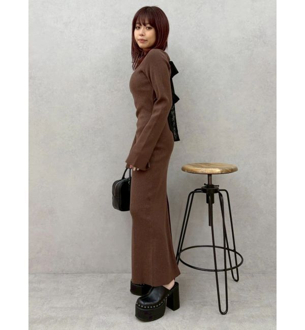 EVRIS「バックリボンロングニットワンピース」|ワンピース|