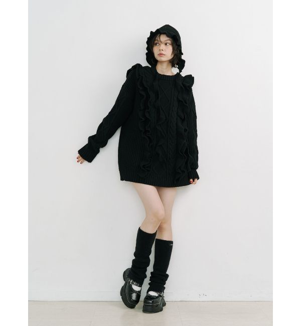jouetie「フリルケーブルニットチュニック」|ニット・セーター|