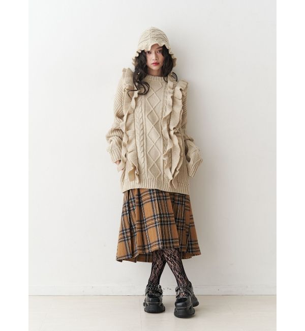 jouetie「フリルケーブルニットチュニック」|ニット・セーター|