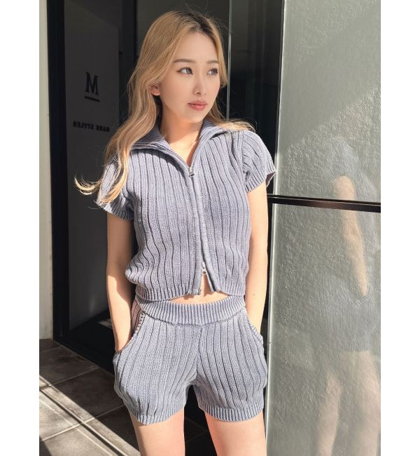 GYDA「W ZIPブリーチワイドリブニットトップス【SETUP着用可】」|ニット・セーター|