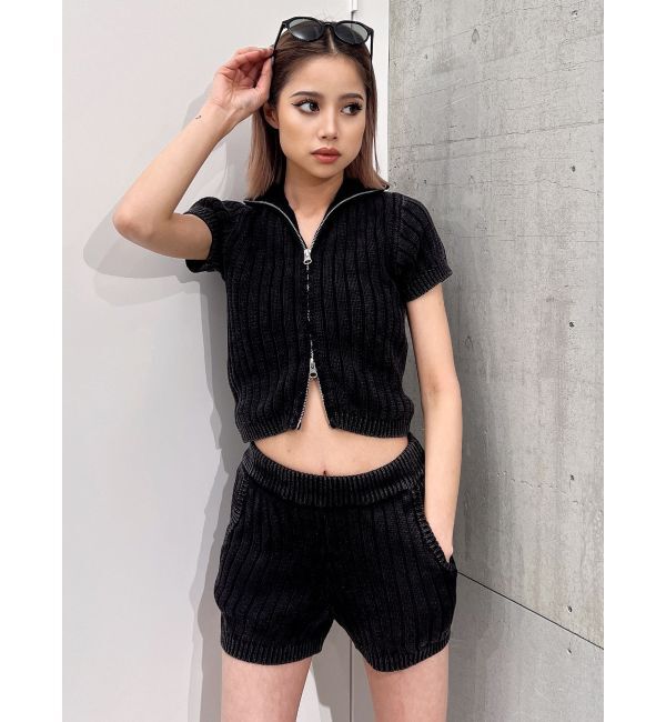 GYDA「W ZIPブリーチワイドリブニットトップス【SETUP着用可】」|ニット・セーター|