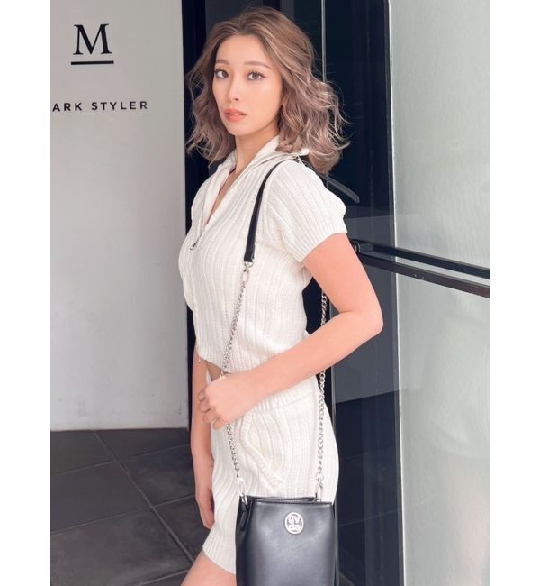 GYDA「W ZIPブリーチワイドリブニットトップス【SETUP着用可】」|ニット・セーター|