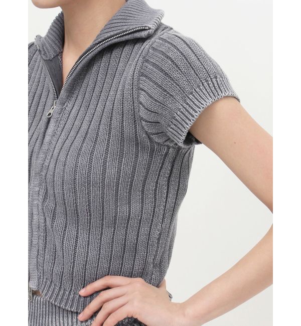 GYDA「W ZIPブリーチワイドリブニットトップス【SETUP着用可】」|ニット・セーター|
