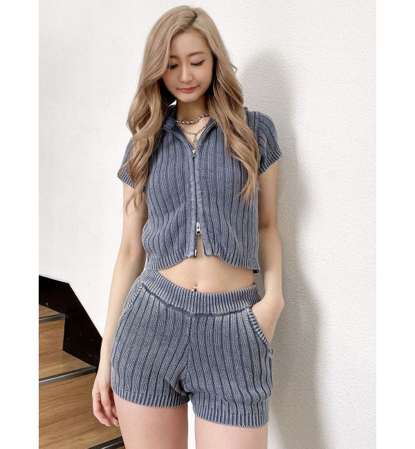 GYDA「W ZIPブリーチワイドリブニットトップス【SETUP着用可】」|ニット・セーター|