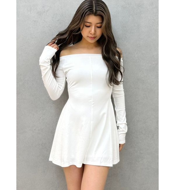 GYDA「オフショルフレアワンピース」|ワンピース|オフホワイト