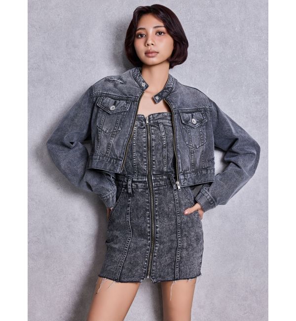 GYDA「Symmetry GYDA EMBOSSノーカラーデニムショートブルゾン」|その他|