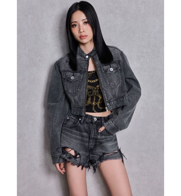 GYDA「Symmetry GYDA EMBOSSノーカラーデニムショートブルゾン」|その他|