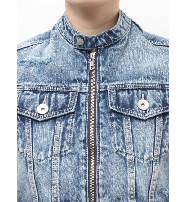 GYDA「Symmetry GYDA EMBOSSノーカラーデニムショートブルゾン」|その他|