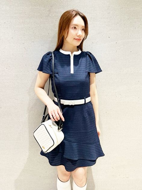 CELFORD「【CELFORD GOLF】ストレッチレース袖フレアワンピース」|ワンピース|NVY